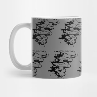 Black abstract elements, silhouettes against dark background Mug